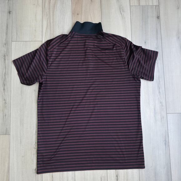 Nike Dri-Fit Striped Black/Burgundy Golf Short Sleeve Collared Polo Men Sz XL - Picture 3 of 8